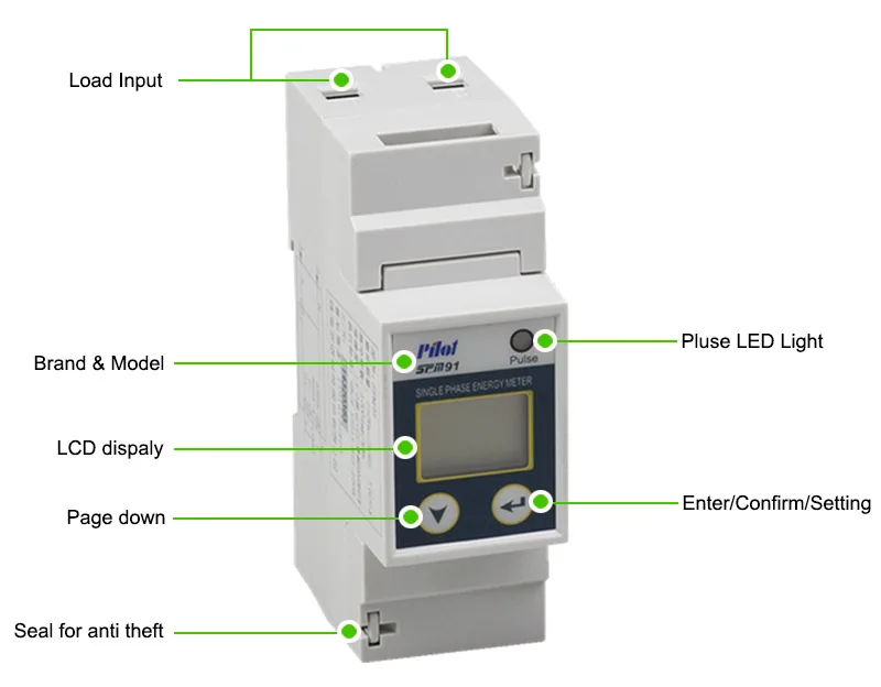 PILOT SPM91 multifunction modbus single phase smart energy meter, View single phase modbus