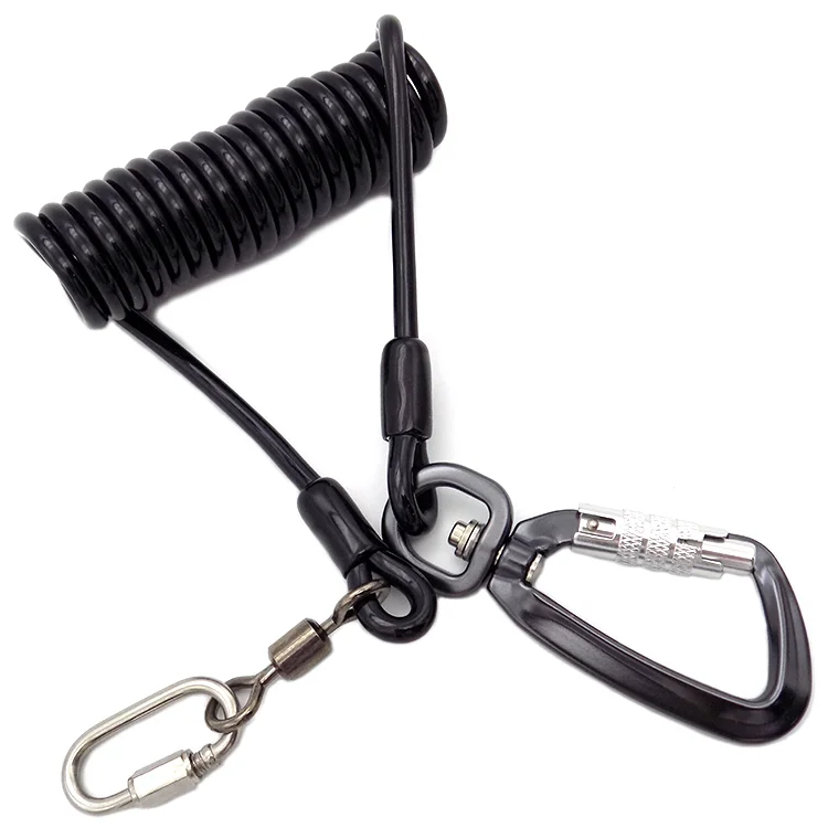 Retractable Spring Safety Tether Coiled Lanyard With Carabiner For ...