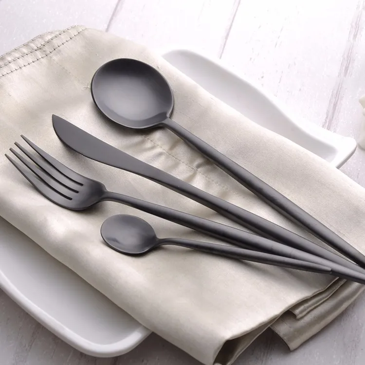 Factory Direct Matte Black Handle Cutlery Set Gift Set Buy Matte