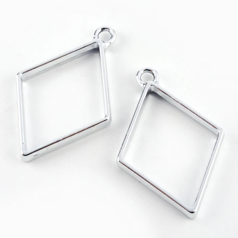 

PandaHall Rack Plating Alloy Rhombus Open Back Bezel Pendant, Colors