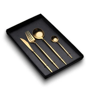 Image of 2019 Amazon hot selling 4PCS 304 stainless steel gold Cutlery Set Wedding Party flatware sets Logo Customized