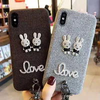 

Fashion Velvet 3D Diamond Rabbit Wrist Strap Soft Bumper Girls Phone Back Case For Iphone 7 Case