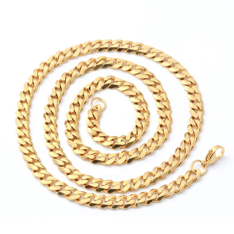 

Hot Selling Fashion Jewelry high quality PVD plating 24k gold 6MM width chain in dubai, dubai new gold chain design for men, Steel color;gold;rose gold;black;etc