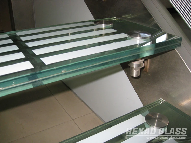 
Ultra White Tempered Laminated Antiskid Staircase Flooring Step Glass 