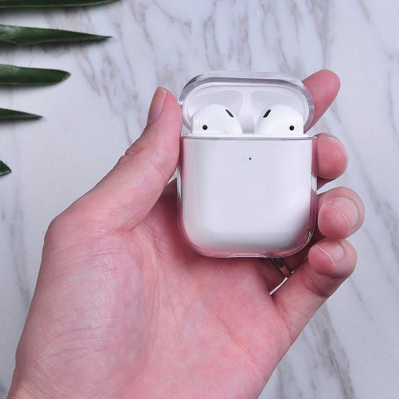 Factory OEM Customized Patterns Logo hard plastic Clear and Transparent Protection Case for Apple Airpods Charging Case 2019