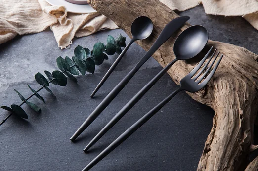Fancy flatware set black steel cutlery set