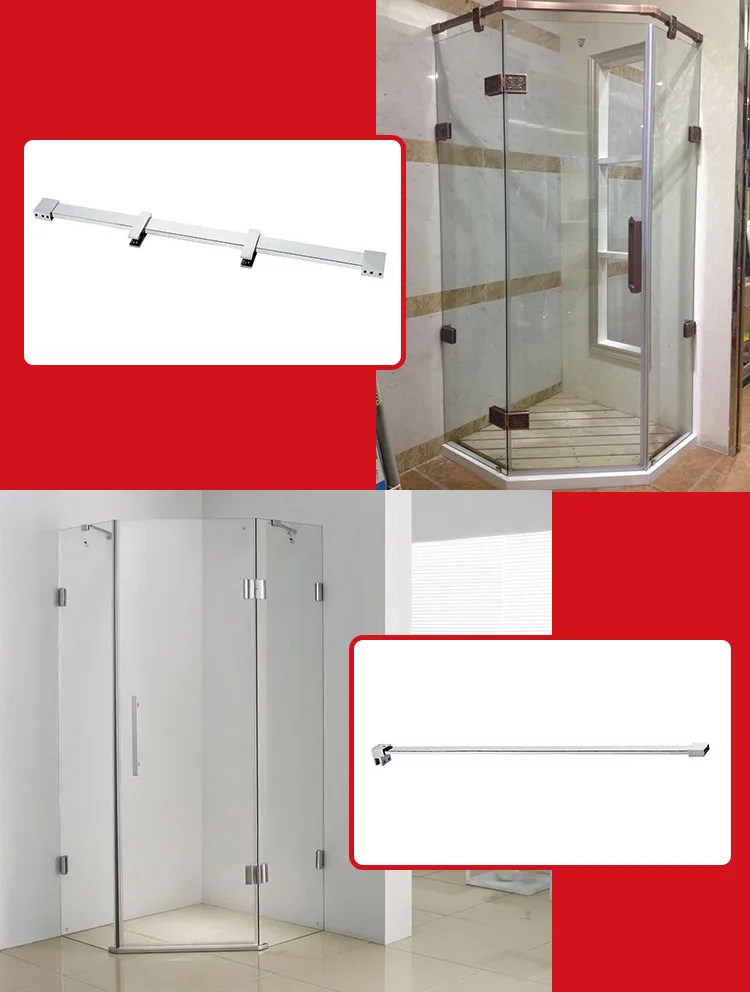 Frameless Stainless Steel Fixed Panel Shower Door Stabilizer Support