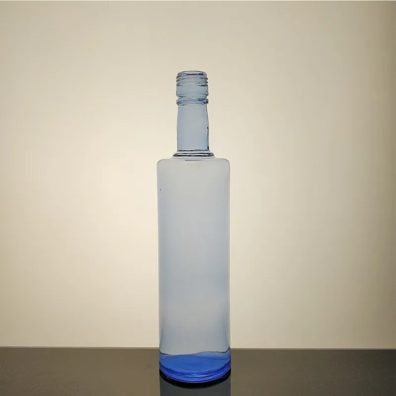Hot Sale Ultra Quality Colored 200ml Beverage 250ml Whiskey Cobalt Round Vodka 750ml Blue Glass
