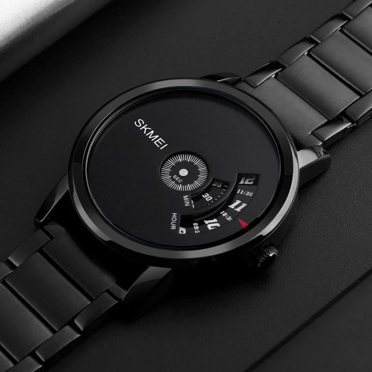 

SKMEI 1260 black watches Luxury Brand Men Stainless Steel Quartz Sport Watch Male Waterproof Casual Wristwatches