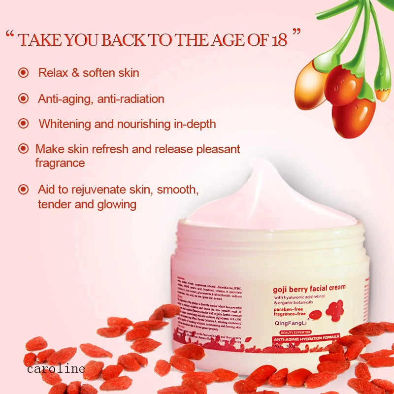 

for female skin care anti-wrinkle firming lightening moisturizing goji berry facial cream, Pink