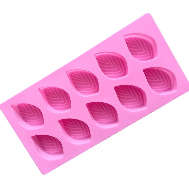 

100% handmade 10 cavity silicone leaf soap mold, N/a