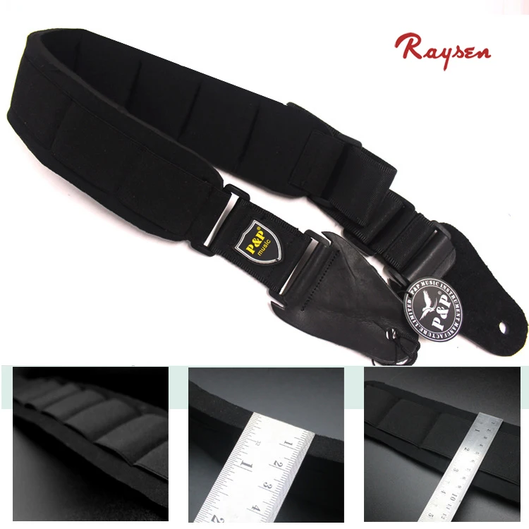 

Foam Thicken Electric Guitar Strap Leather End Bass Strap Belt pressure reducing guitar strap, Black