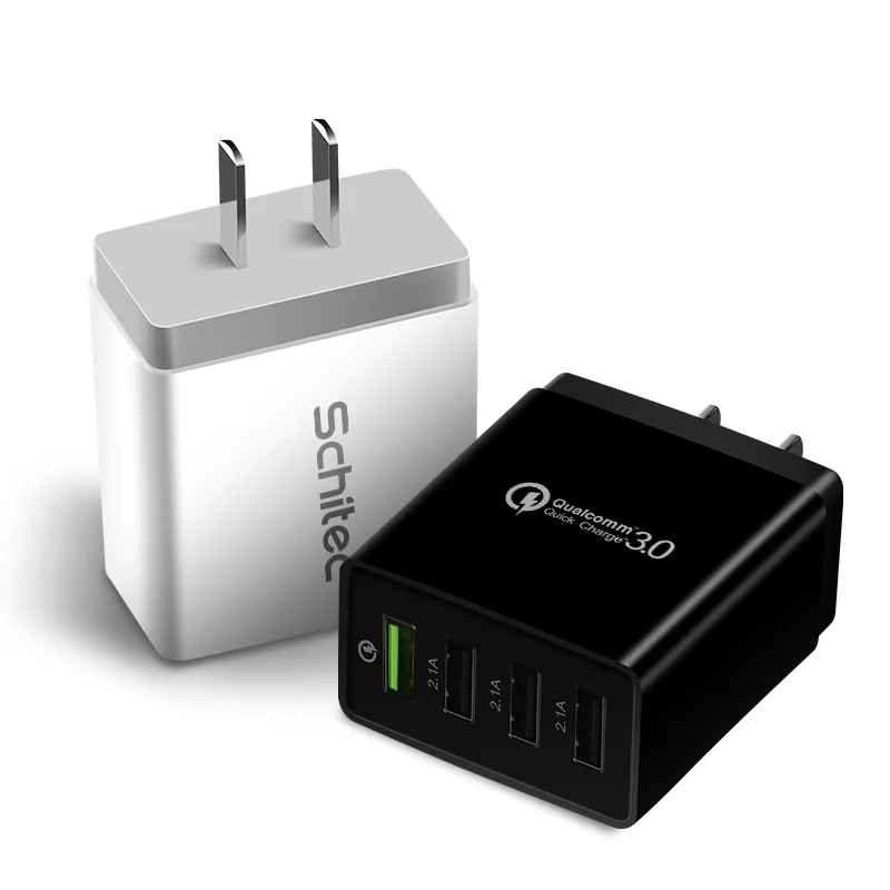 

2018 best selling portable 4 usb wall charger qc3.0 wall charger, White;black