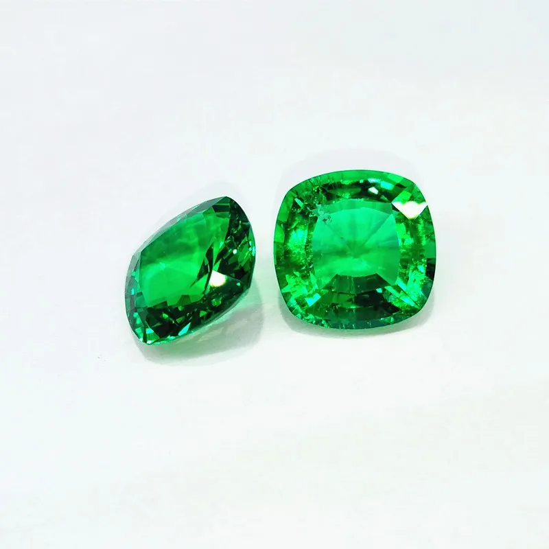 

Wholesale Square Cushion Hydrothermal Emerald 10x10mm 3.7ct Starsgem Synthetic Gemstone