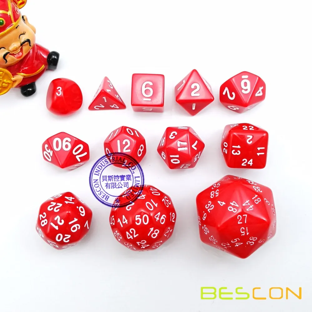 

BESCON Complete Polyhedral Dice Set of 12pcs, D3-D60 60 Sides RPG Dice Set Red D3 D4 D6 D8 D10 D100 D12 D20 D24 D30 D50 D60