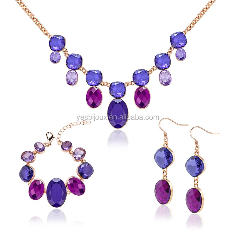 

vogue crystal jewelry set no fade gold cristal jewellery