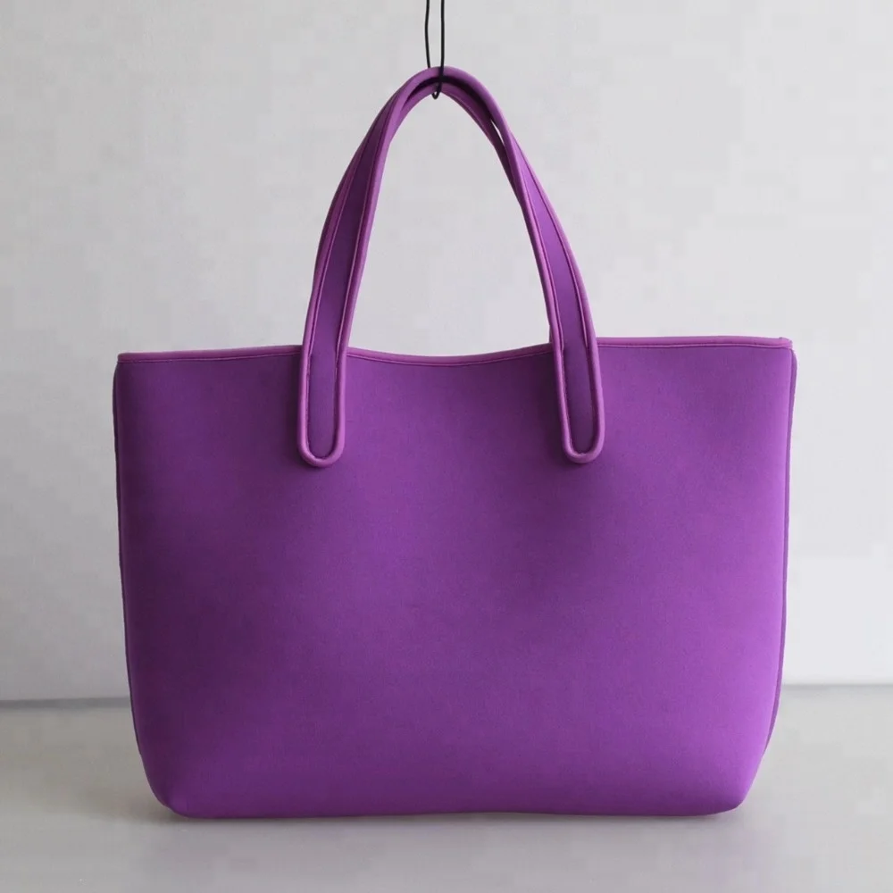 

Wholesale customize perforated neoprene beach bag promotion shopping tote bag, Purple, or customized