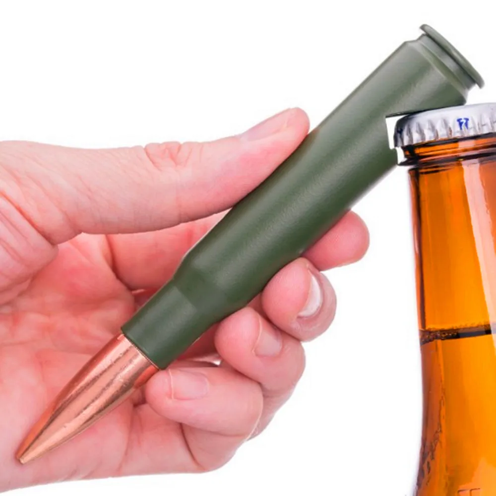 

Military Gun Cartridge 50 CAL Real Army Green Bullet Bottle Opener, Black/gold