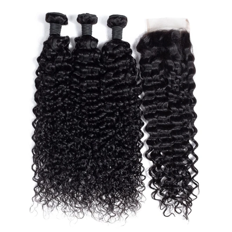 

Li queen hair Raw unprocessed virgin peruvian hair bundles Jerry curly hair bundles with closure