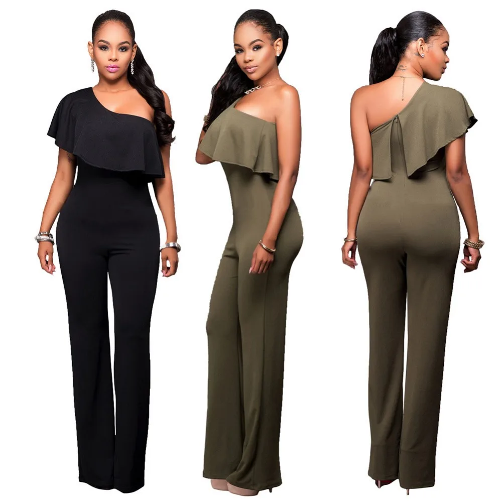 

Jumpsuits for Women Sexy 2018 Summer New Arrival High Street Style Elegant Slash-Neck Off Shoulder Jumpsuit Rompers, Black/blue/dark red/army green