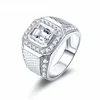 LOZRUNVE Gold Plating Single Stone 925 Silver Diamond Hammered Engagement Ring Men