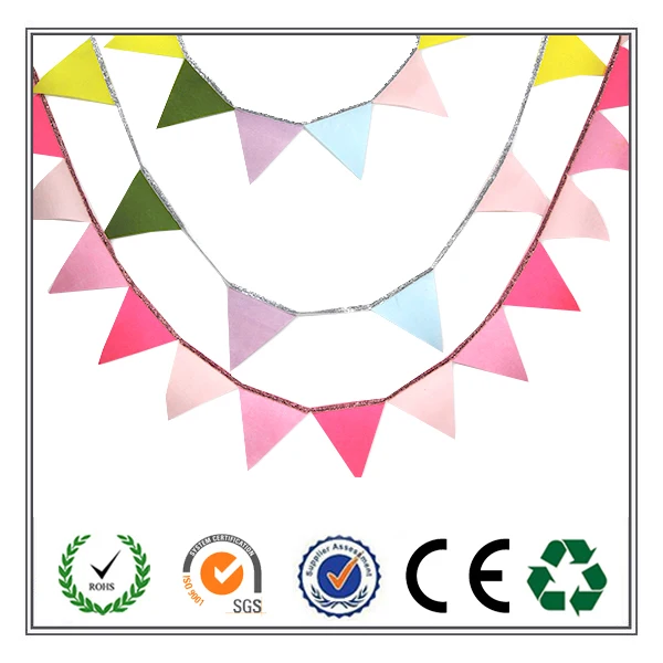 
Colorful party decoration 3mm 5mm felt happy birthday banner 