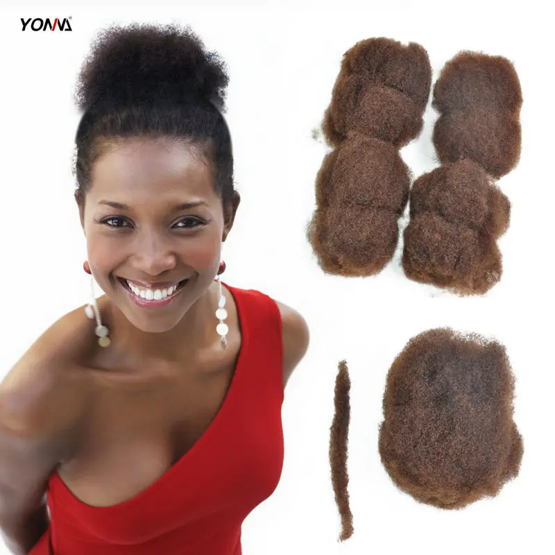 

Tight Afro Kinky Bulk Hair 100% Human Hair For DreadLocks,Twist Braids 4pieces/Packs Brown #6