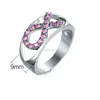 China Factory engraved pink ribbon breast cancer awareness ring stainless steel jewelry