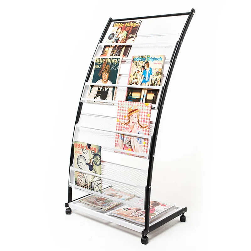 Metal Portable Book Display Stands Magazine Rack With Wheels Buy