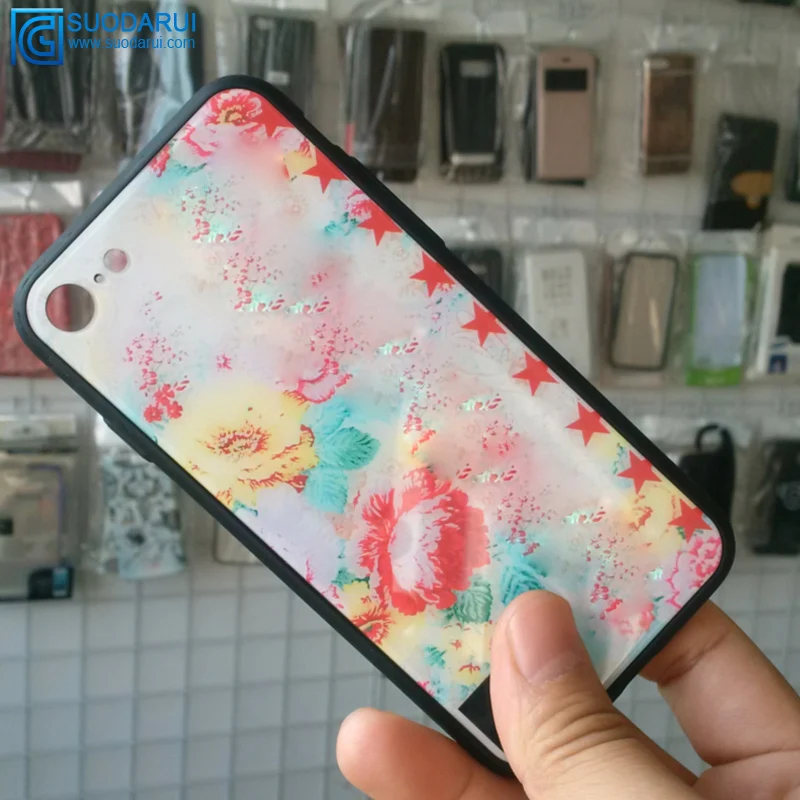 TPU + PC + Tempered glass Cover For Iphone 8 / 8 plus Cell phone Protective Case