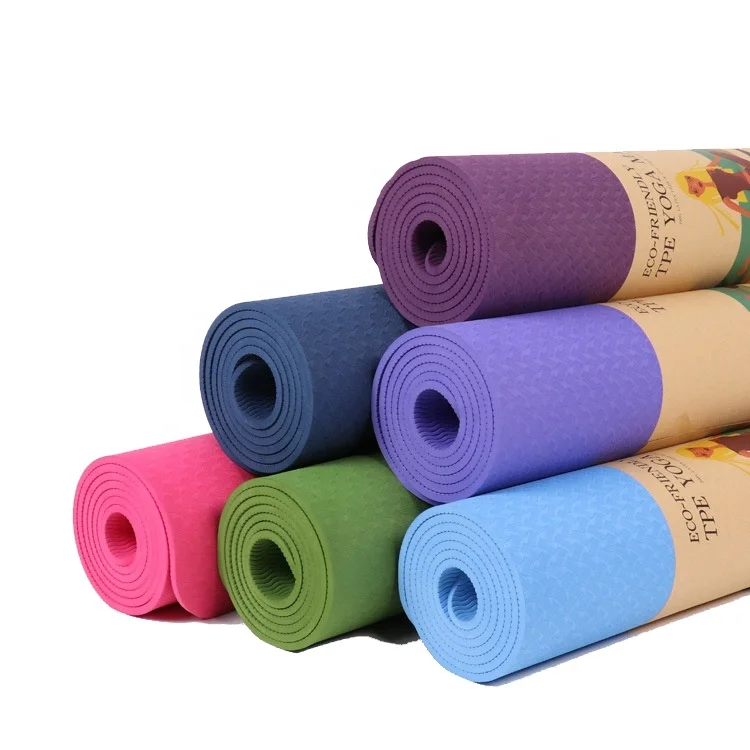 

6mm Thickness Eco-Friendly Waterproof Customized Single Color TPE Yoga Mat YO-051, Green, purple, blue, pink, violet, light blue, lake green