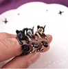 new design unique animal open ring Cute Cat Eat Fish Pets Resizable Ring Men women Couple Ring Jewelry for gift
