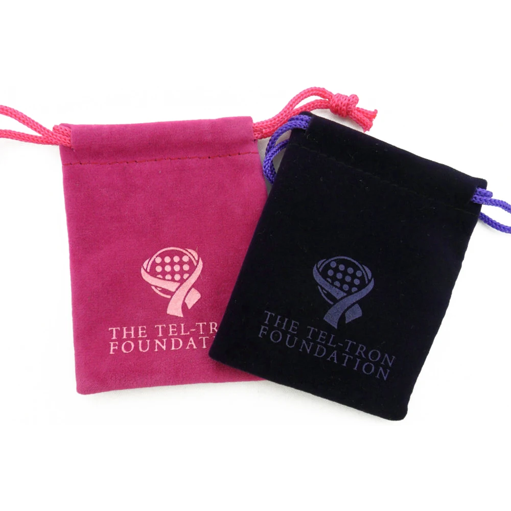 

custom promotional print logo luxury drawstring velvet velour jewelry bag, Customized color