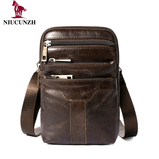 

Real Leather Men's Messenger Bag Retro Fashion Small Bag Multifunctional Genuine Leather Shoulder Bag, Brown, coffee