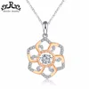 Rinntin Sun Flower Shaped S925 Sterling Silver Pendant Necklace With Dancing Stone Jewellery Supplier RISN13