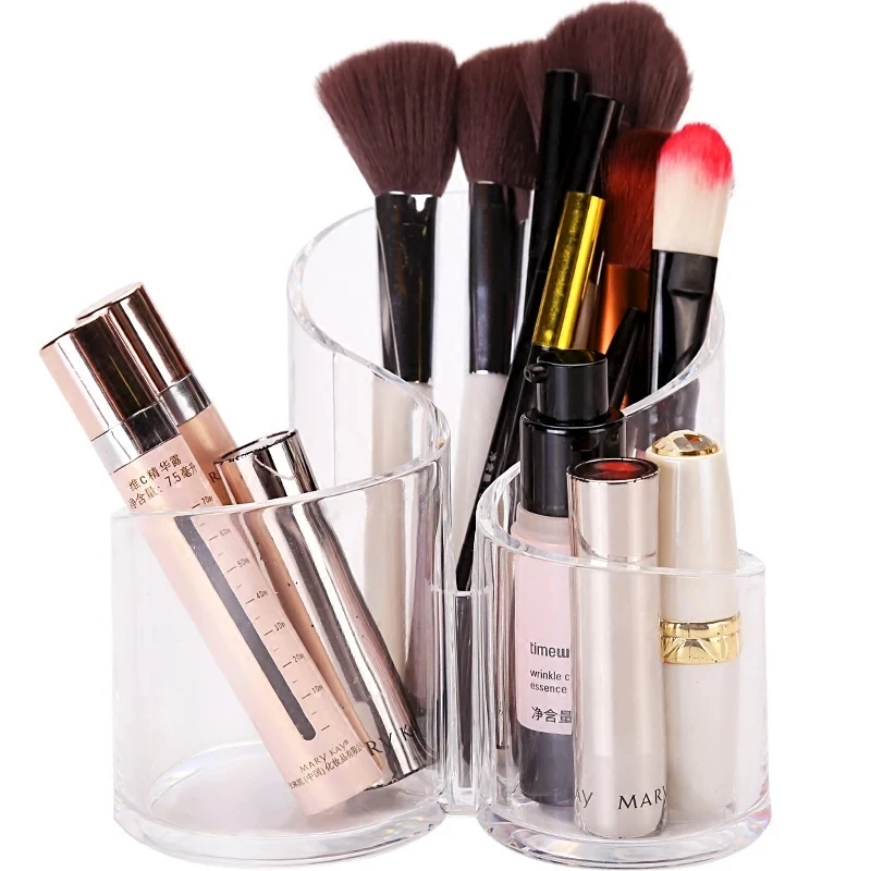 

luxury clear 3 storage box for makeup Organizer brush pen makeup acrylic lipstick brush holder