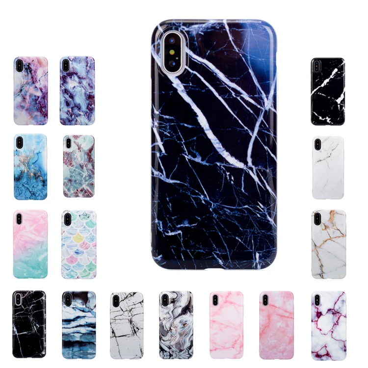 

Hotsale IMD Printing TPU Soft Glossy Smooth Marble Grain Phone Cover For iPhone X Case, Seventeen color as picture display