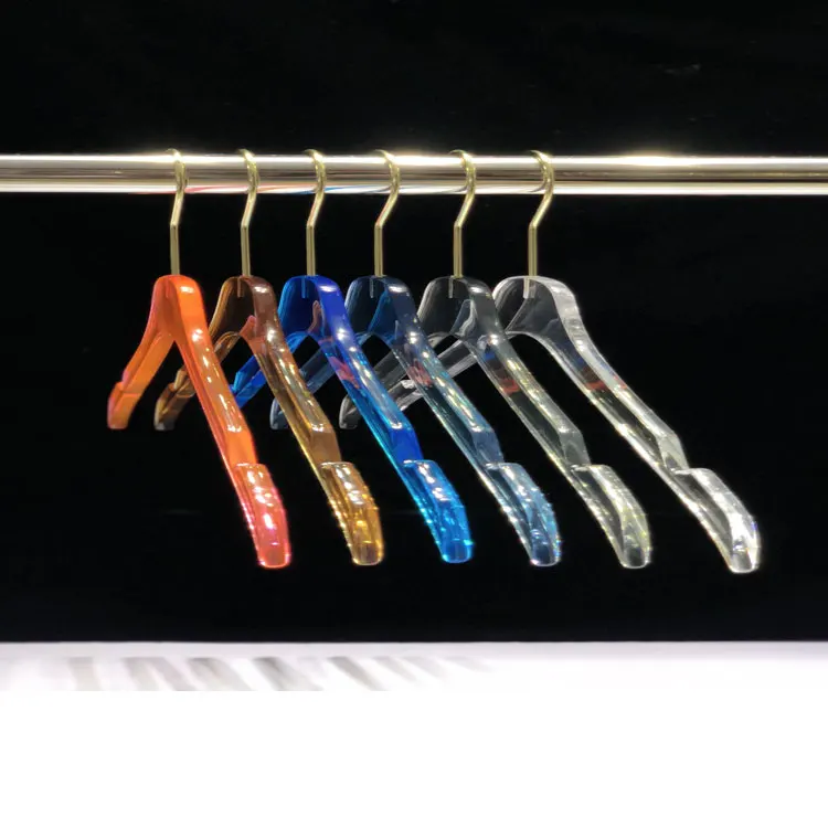 

Custom logo luxury coat shirt pants suit cloth hanger plastic transparent colorful acrylic hangers, Customized