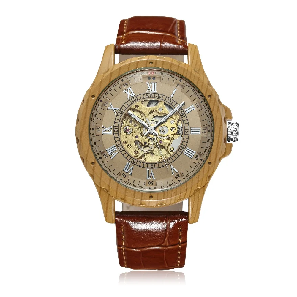 

SEWOR Top 10 Brands Automatic Mechanical Wooden Watch Waterproof, 7 colors