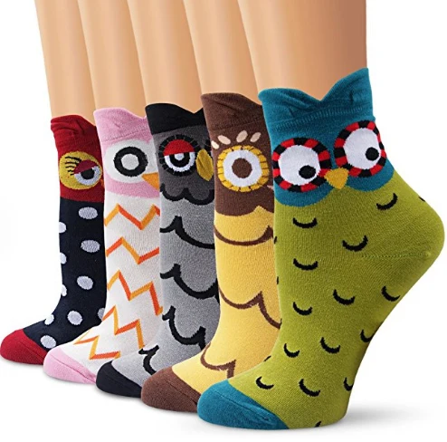 

2019 New cartoon women 's cotton stockings owl cute cartoon cotton animal women socks