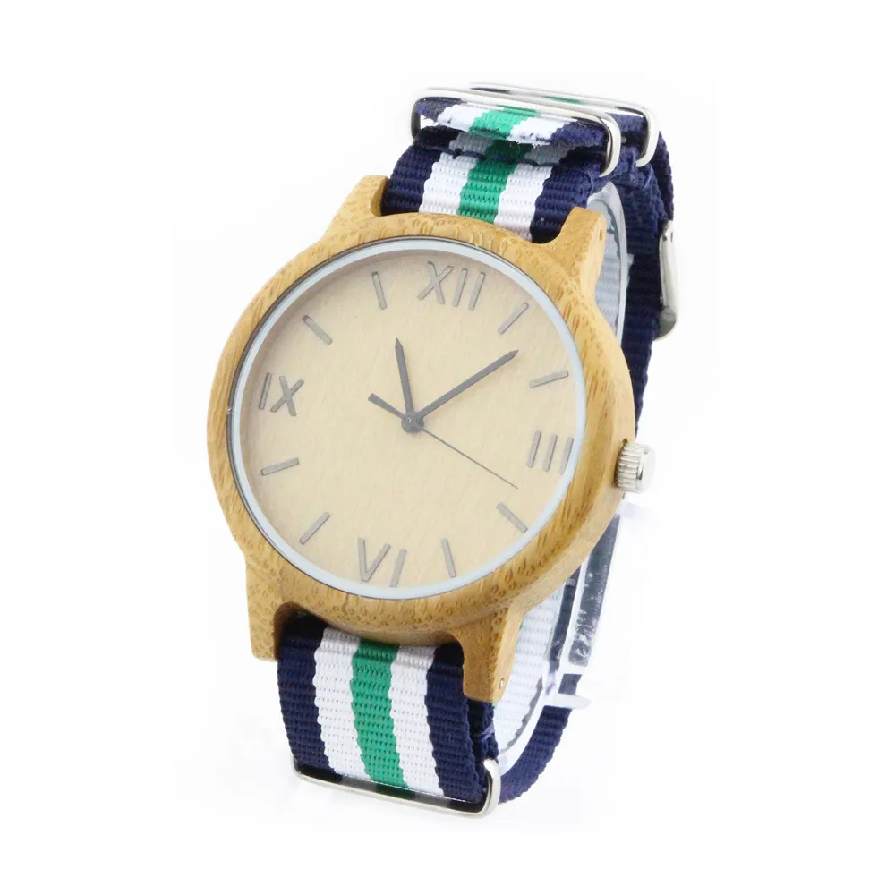 

Nylon Strap Relojes Hombre Bamboo Wristwatch Men Watches Sport