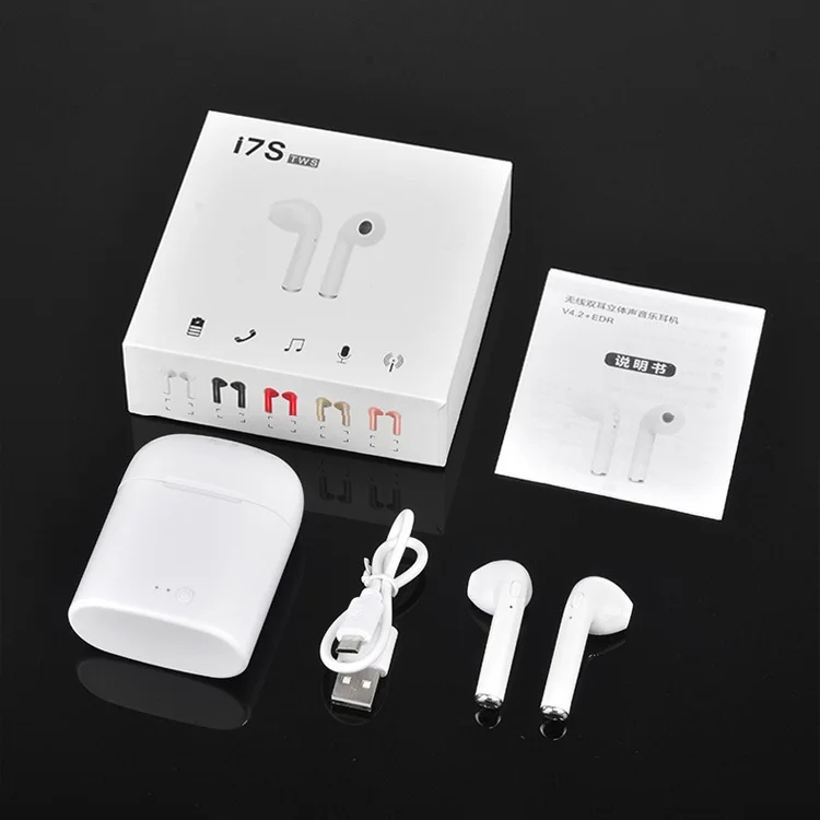 

2019 High Quality Hands Free i7S TWS 5.0 Earbuds with Two Wireless Stereo Earphones, Black;white;red;gold;rose gold