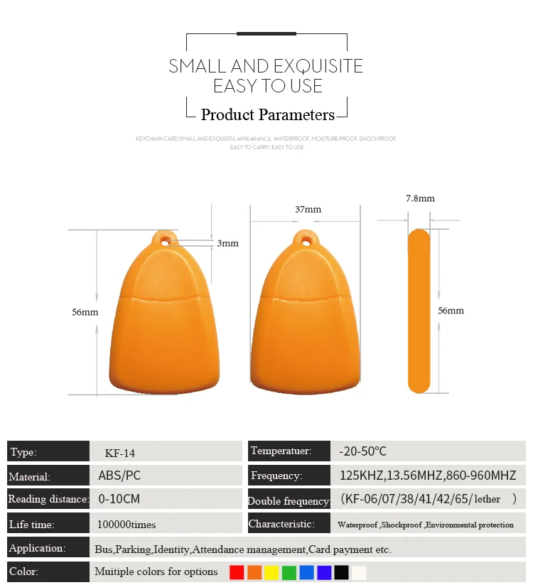 Wholesale KF-14 abs rfid tag for keys for Identification