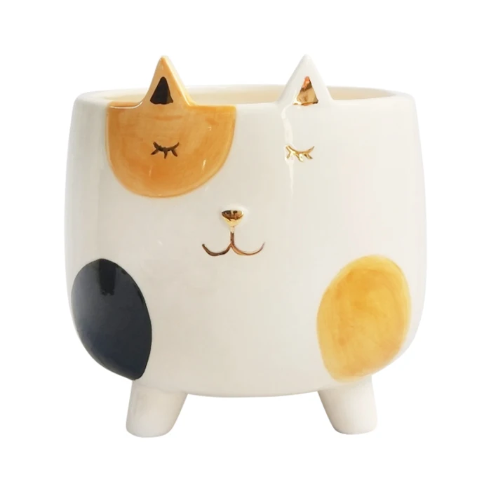 

High Quality Cat Ceramic Plant Pot for Sale, As show or customized