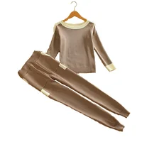 

Wholesale autumn knit suit women's fashion sweater pants two piece set