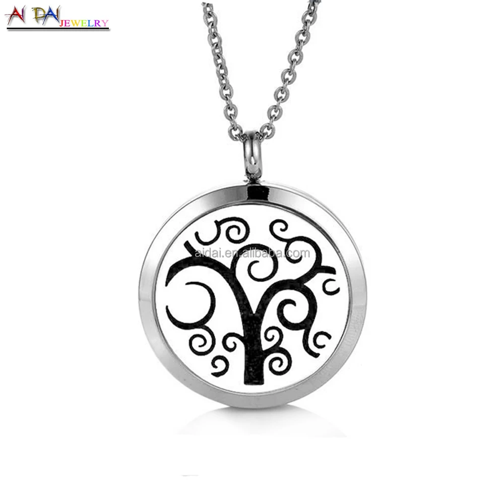 

New Tree Of Life Pendant Aromatherapy essential oil Diffuse Locket perfume Pendant Necklace, Silver