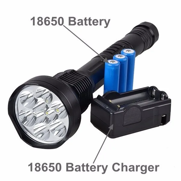10000lm Lamp Brightest Ever Super High Powered Flashlight with 9X T6 LED