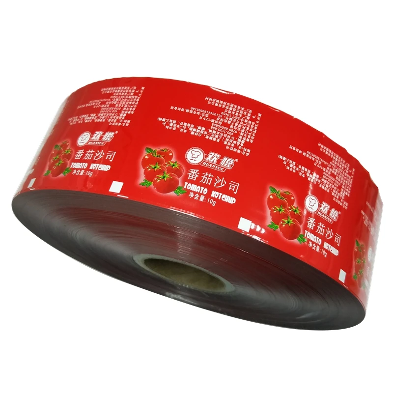 
High precision top grade moderate price aseptic food packaging plastic roll film sachet film roll for tomato paste 