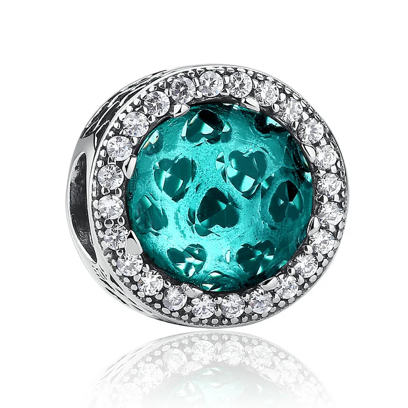 

radiant hearts aquamarine Crystal cz Charm round 925 Sterling Silver pendant for women Jewelry