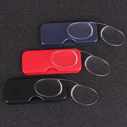 

Wallet on the nose Resting Reading Glasses with Case Small enough to fit in your wallet, purse, pocket or stick to your phone, Black,red,blue